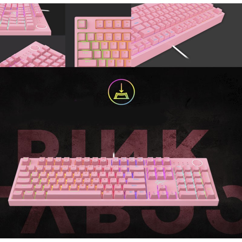 Teclado HAVIT Gaming KB871L Mecánico  ROSA USB