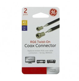 Adaptador GENERAL ELECTRIC  Coaxiales Twist-On, para cable coaxial RG6, (2 unidades) 33616