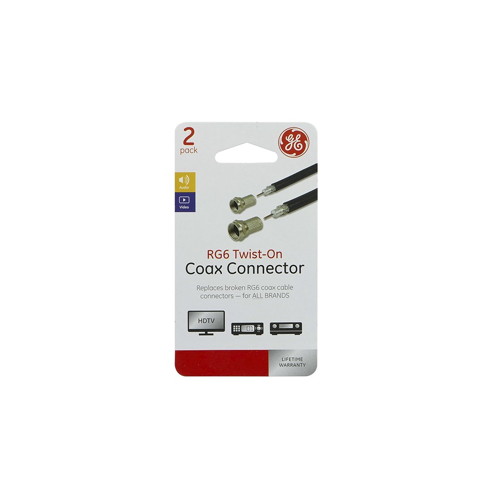 Adaptador GENERAL ELECTRIC  Coaxiales Twist-On, para cable coaxial RG6, (2 unidades) 33616