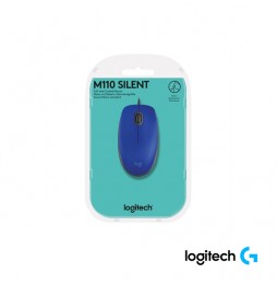 Mouse Logitech M110 Silent - Cableado, USB, Óptico, 1000 dpi, Azul