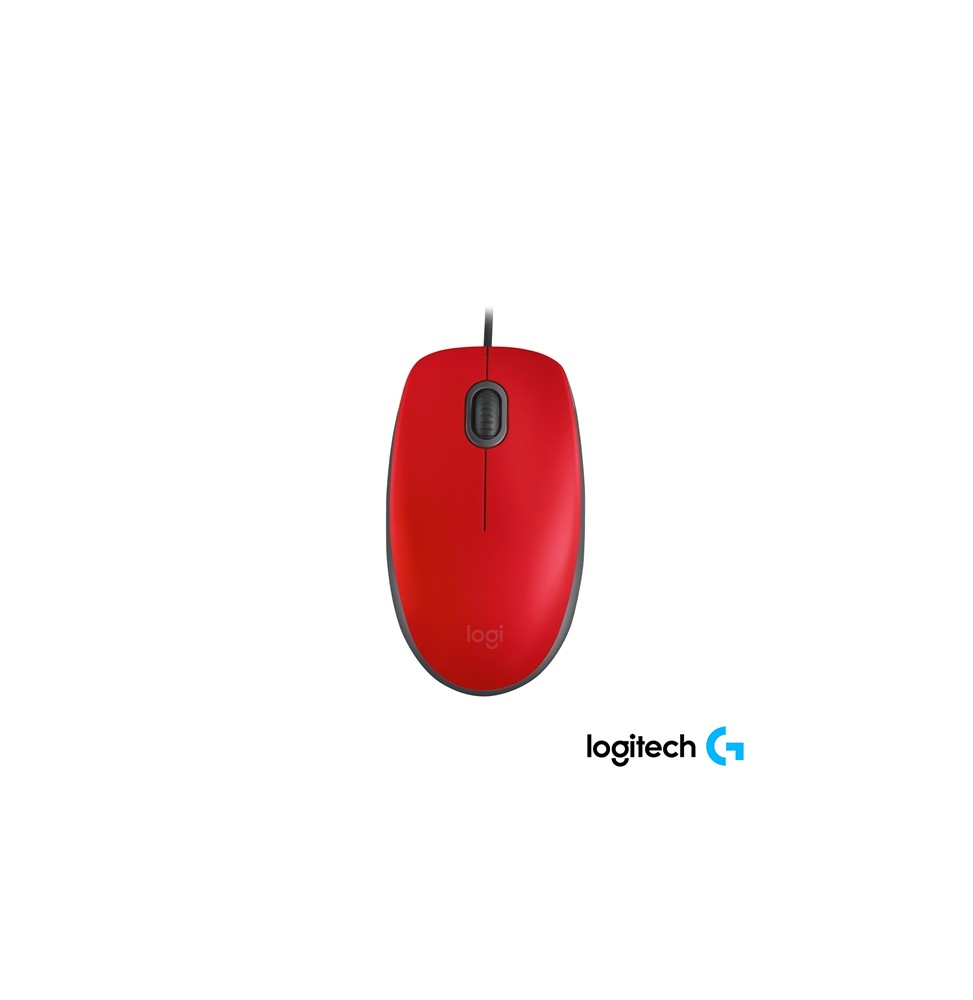 Mouse Logitech M110 Silent - Cableado, USB, Óptico, 1000 dpi, Rojol