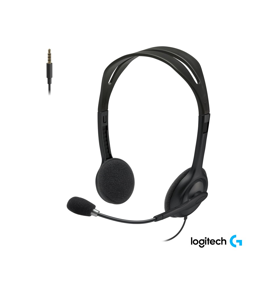 Audífonos Logitech H111 Jack 3,5 mm Stereo - Micrófono - Negro