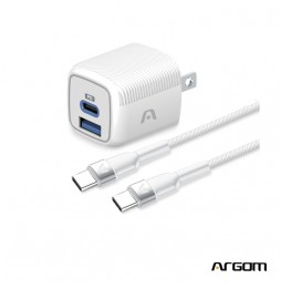 Cargador ARGOM VOLTA P40 38W / 2 PUERTOS + CABLE TIPO-C ARG-AC-0155WT