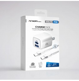 Cargador ARGOM VOLTA P40 38W / 2 PUERTOS + CABLE TIPO-C ARG-AC-0155WT