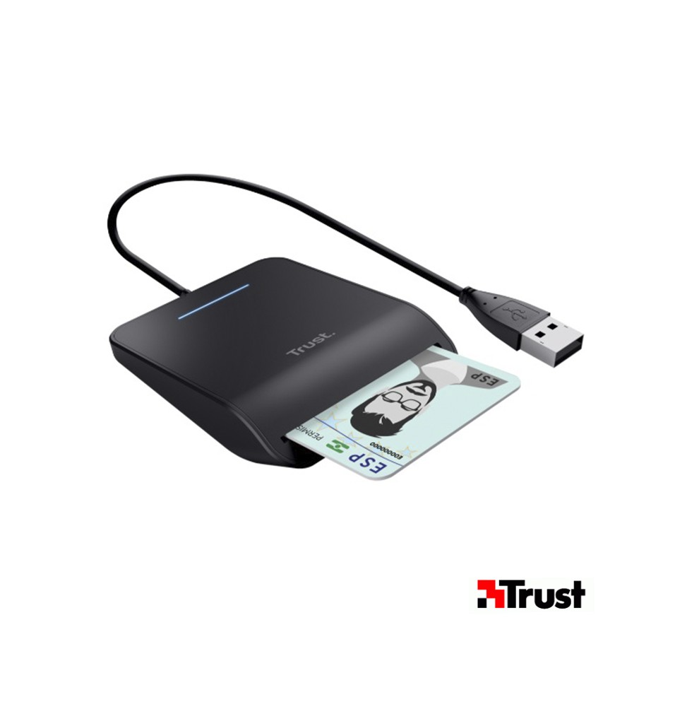 Lector de tarjetas inteligentes - Trust 23890 Primo Smart Card Reader, Para DNI, Negro