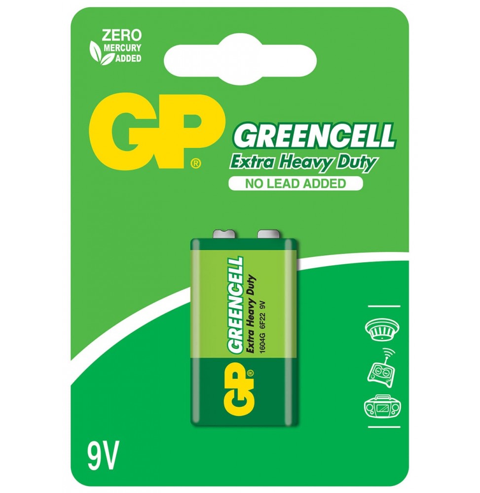BATERIA GP Green cell Extra Heavy Duty de 9V.