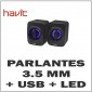 Parlantes 3.5mm + USB Luz LED